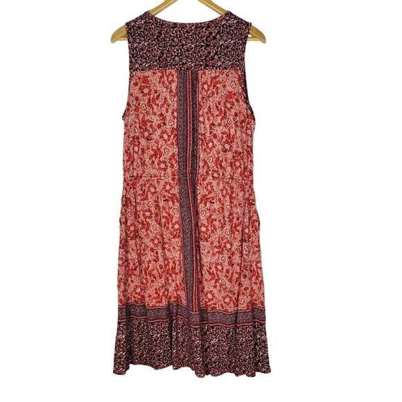 Lucky Brand Women's Viscose Patterned Adjustable Waist Boho Red Dress Size 1X - Picture 10 of 14